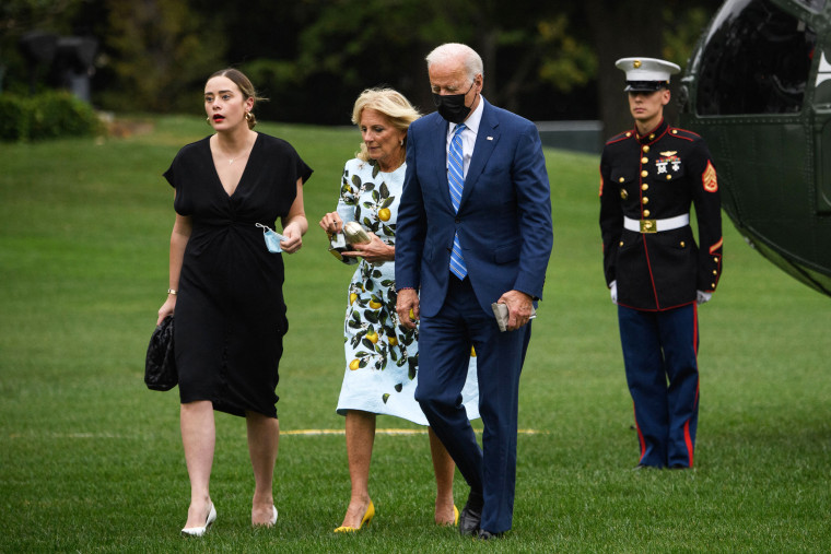 Naomi Biden walks to the White House in Washington, D.C. with first lady Jill Biden and President Joe Biden